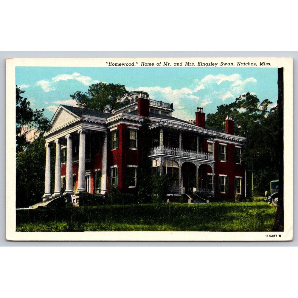 Vintage Postcard Natchez Mississippi Homewood Mansion Kingsley Swan David Hunt